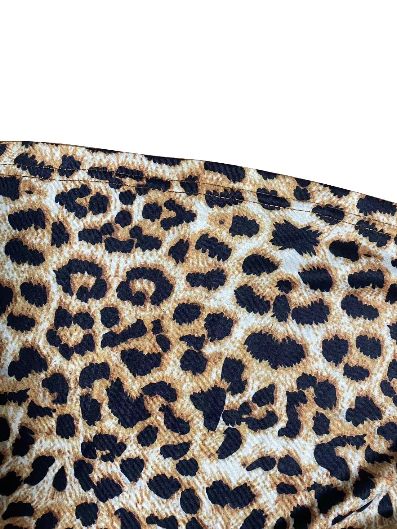 Dam Topp Leopardtryck Långa Ärmar Elastan Polyester-4