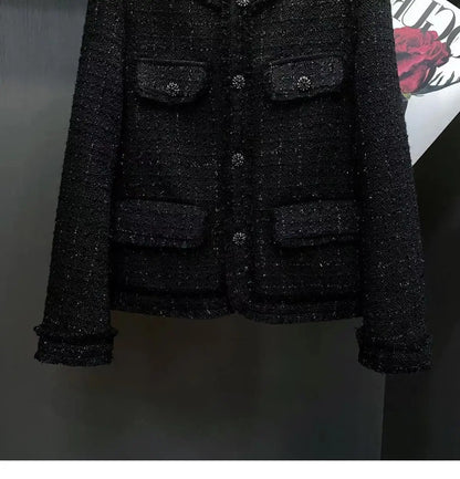 Dam Blazer Tweed Elegant Hög Kvalitet Polyester-4