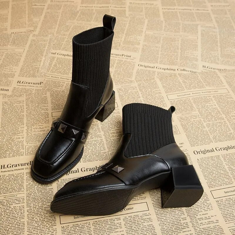 Dam Ankelstövlar Slip-On PU med Gummisula 2
