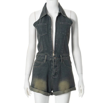 Dam Overall Batikdesign Denimblandning-1