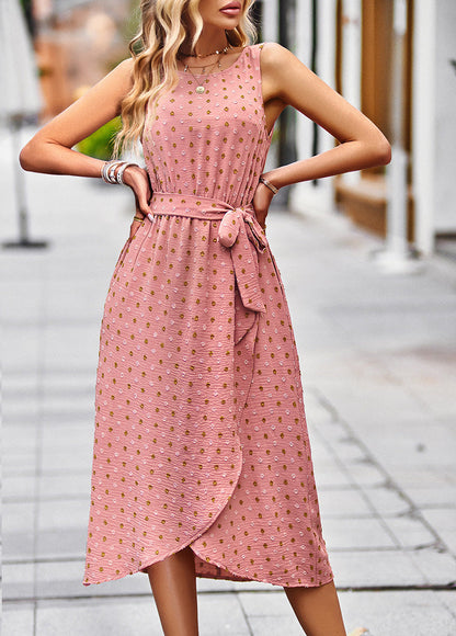 Dam Midiklänning Prickmönster Wrap Polyester 5