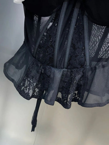 Dam Bustier Kort Patchwork Polyester-4