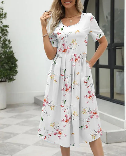 Dam Klänning Lätt Bomull Luftig Elegant-3