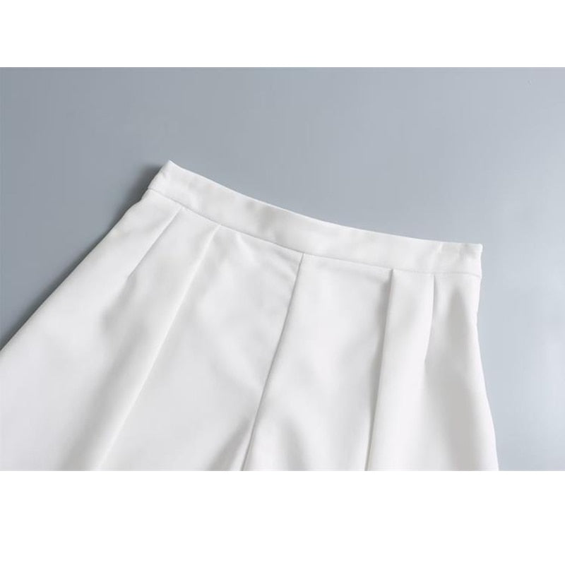 Dam Shorts Hög Midja Monokrom Bomullsblandning-3
