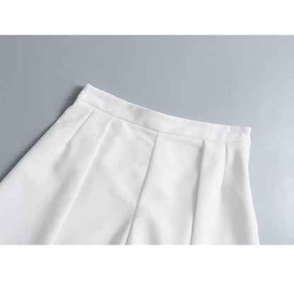 Dam Shorts Hög Midja Monokrom Bomullsblandning-3
