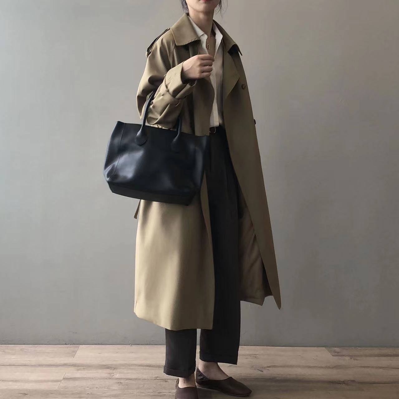 Kvinnors Trenchcoat Oversized Vindbrytare Vattentålig Material-4