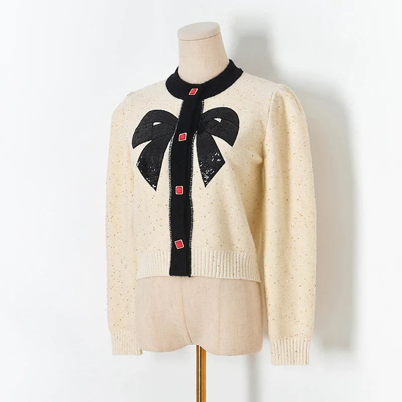 Dam Cardigan Puffärmar Viskos och Polyamid 9