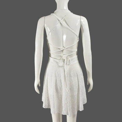 Kvinna Miniklänning A-linje Spaghetti Band Bomull Polyester-5