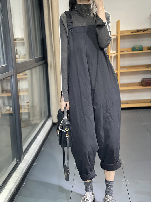 Dam Jumpsuit Avslappnad Passform Högkvalitativt Tyg-1