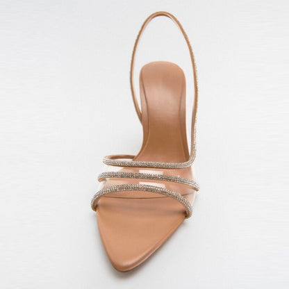 Dam Sandaler Högklackade Stilett Slingback Syntetiskt Läder-5