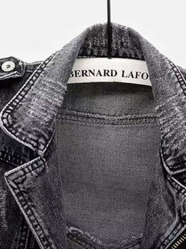 Dam Jeansväst Cowboy-Stil Blekt Denim Ergonomisk Design 4