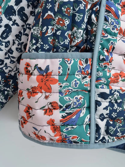 Lång Vinterrock Dam Blommönster Polyester Med Termisk Isolering-3