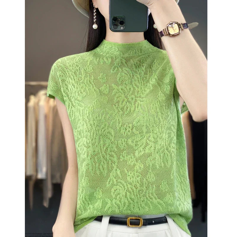 Variant image for Stickad Dam Tröja i Ull Tidlös Design Värmande Material-40