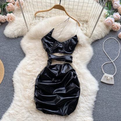 Kvinnors Mini Klänning Spaghetti Band Bomull Polyester Slim Fit-1