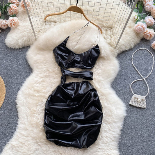 Kvinnors Mini Klänning Spaghetti Band Bomull Polyester Slim Fit-1