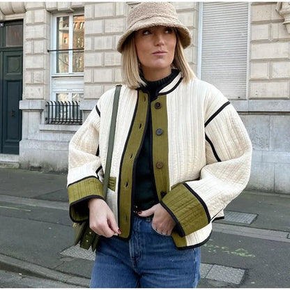 Damjacka Vattentålig Elegant Patchwork För Damer-1