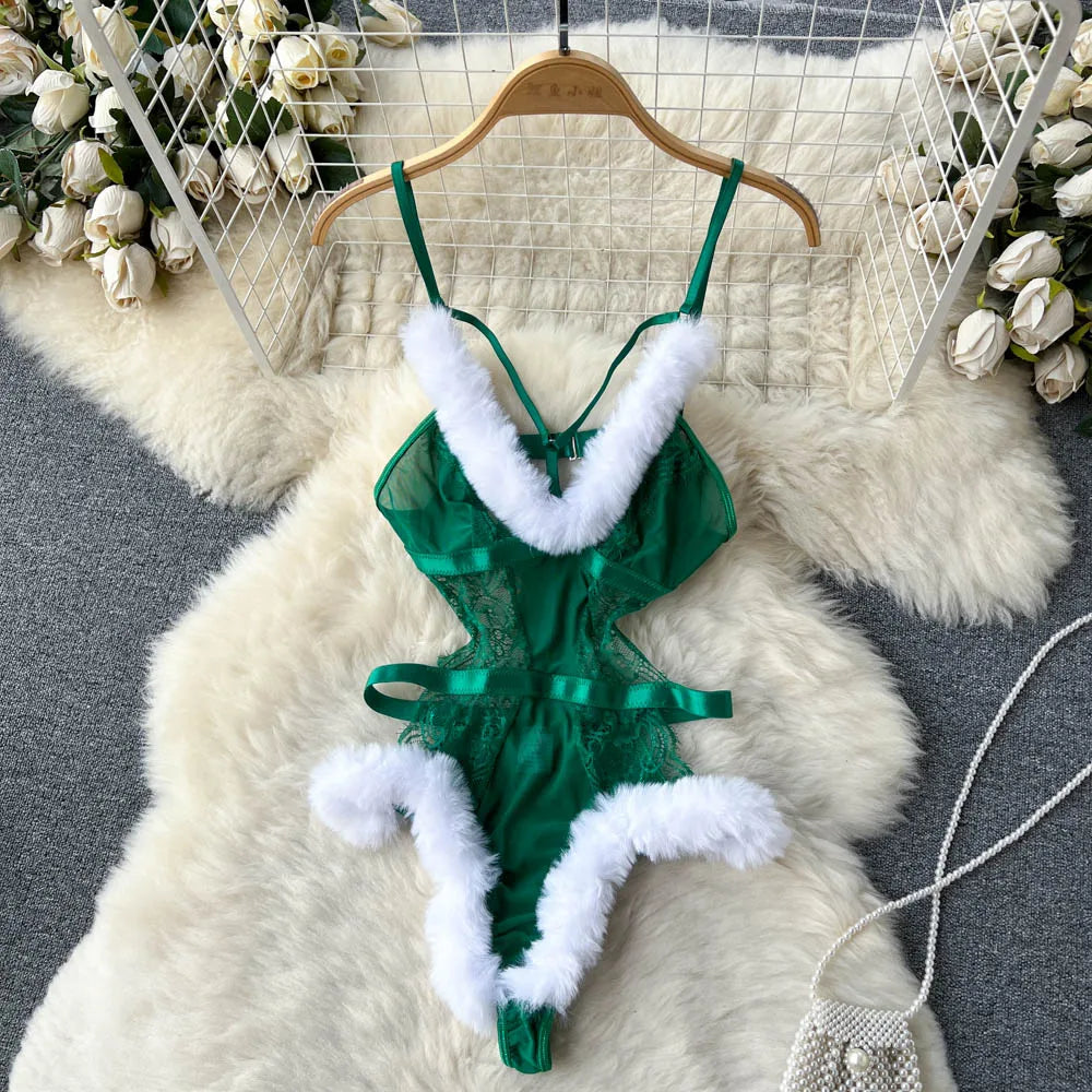 Dam Teddykjol V-ringad Monokrom Polyester med Lätt Stretch-1