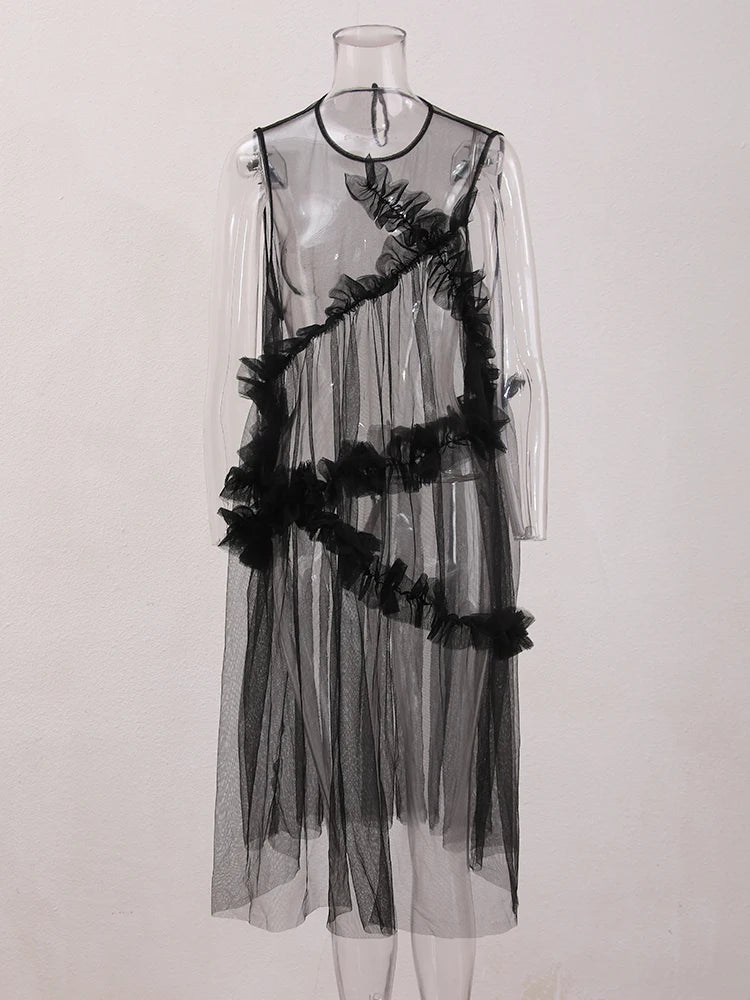 Dam Klänning Midi Enkel Design Bomullspolyester-2