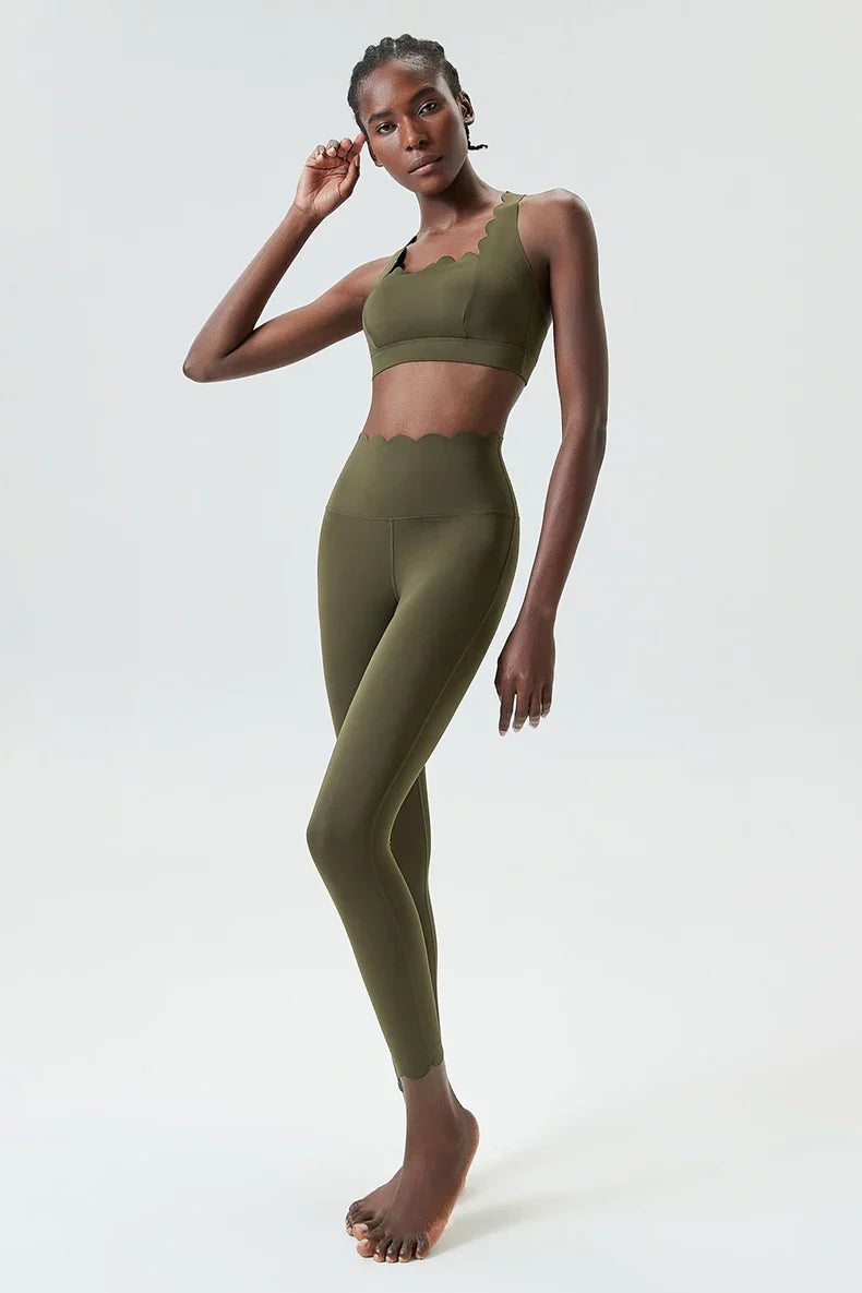 Dam Leggings Set Sportig Ärmlös Nylon Spandex-6