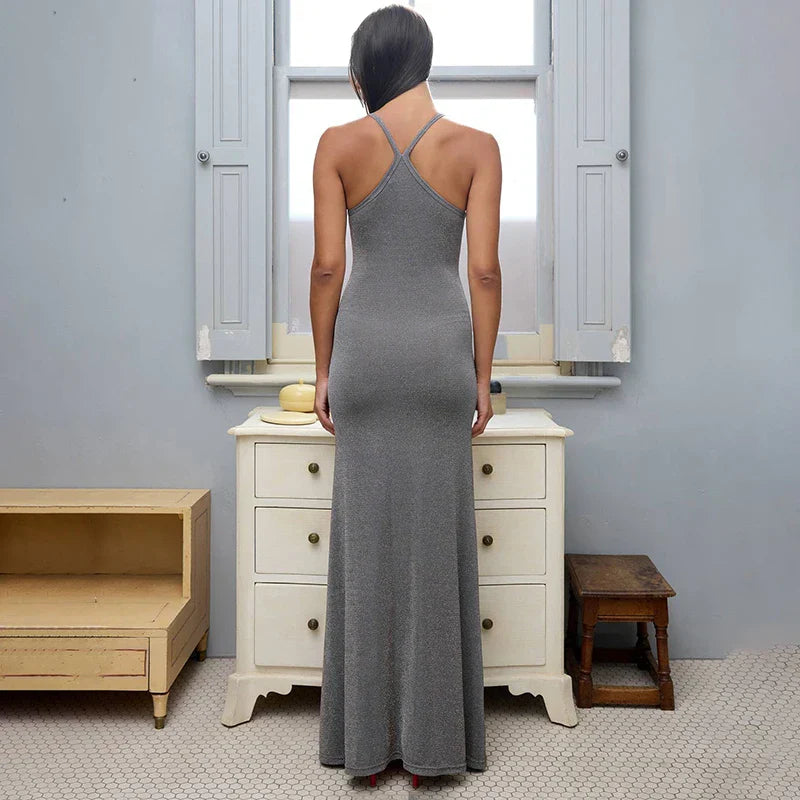 Maxiklänning Dam Ärmlös Polyester Ankellång Casual 3