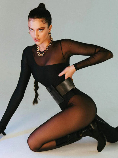 Dam Jumpsuit O-hals Ryggfri Polyester och Bomull-3