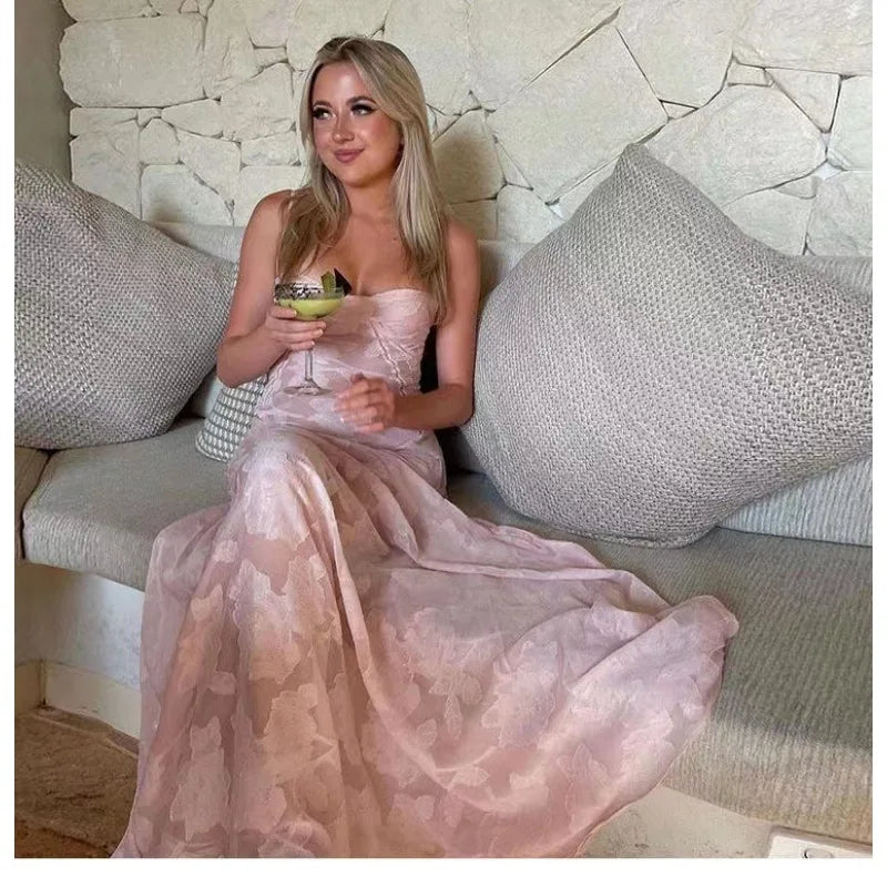 Maxiklänning Dam A-linjeformad Blommönster Polyester-3