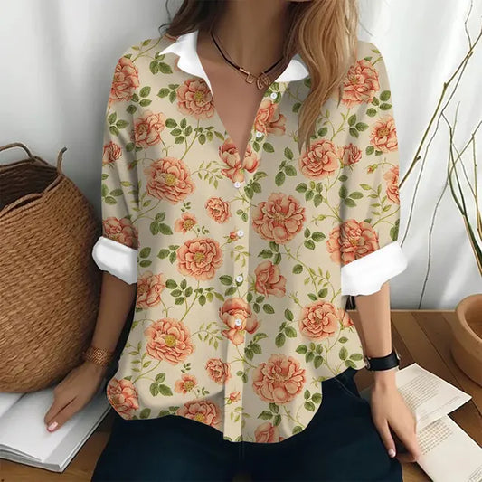 Dam Blus Lätt och Lyxig 100% Polyester Elegant Stil Normal Passform-1