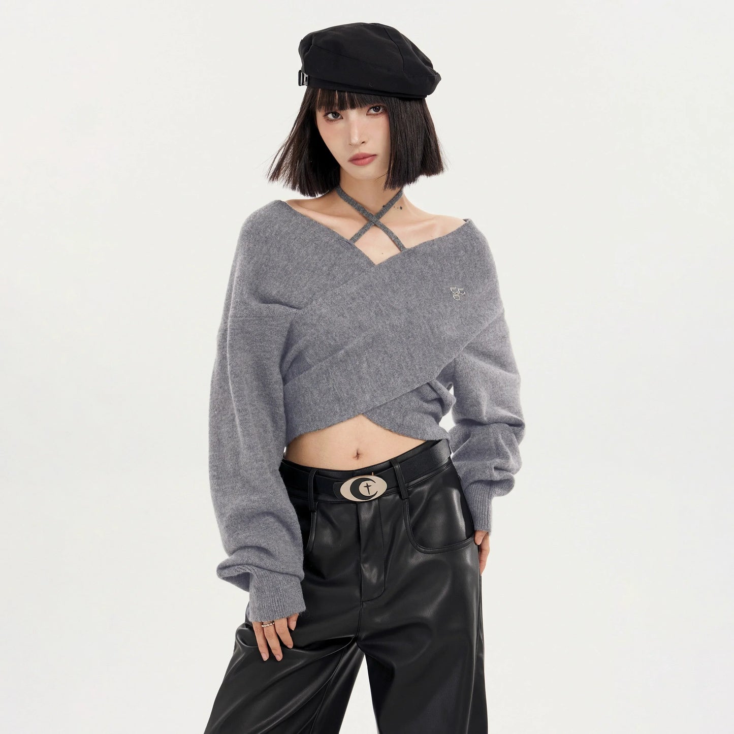 Stickad Dam Tröja Off-Shoulder Figur-Hugging Akryl 4