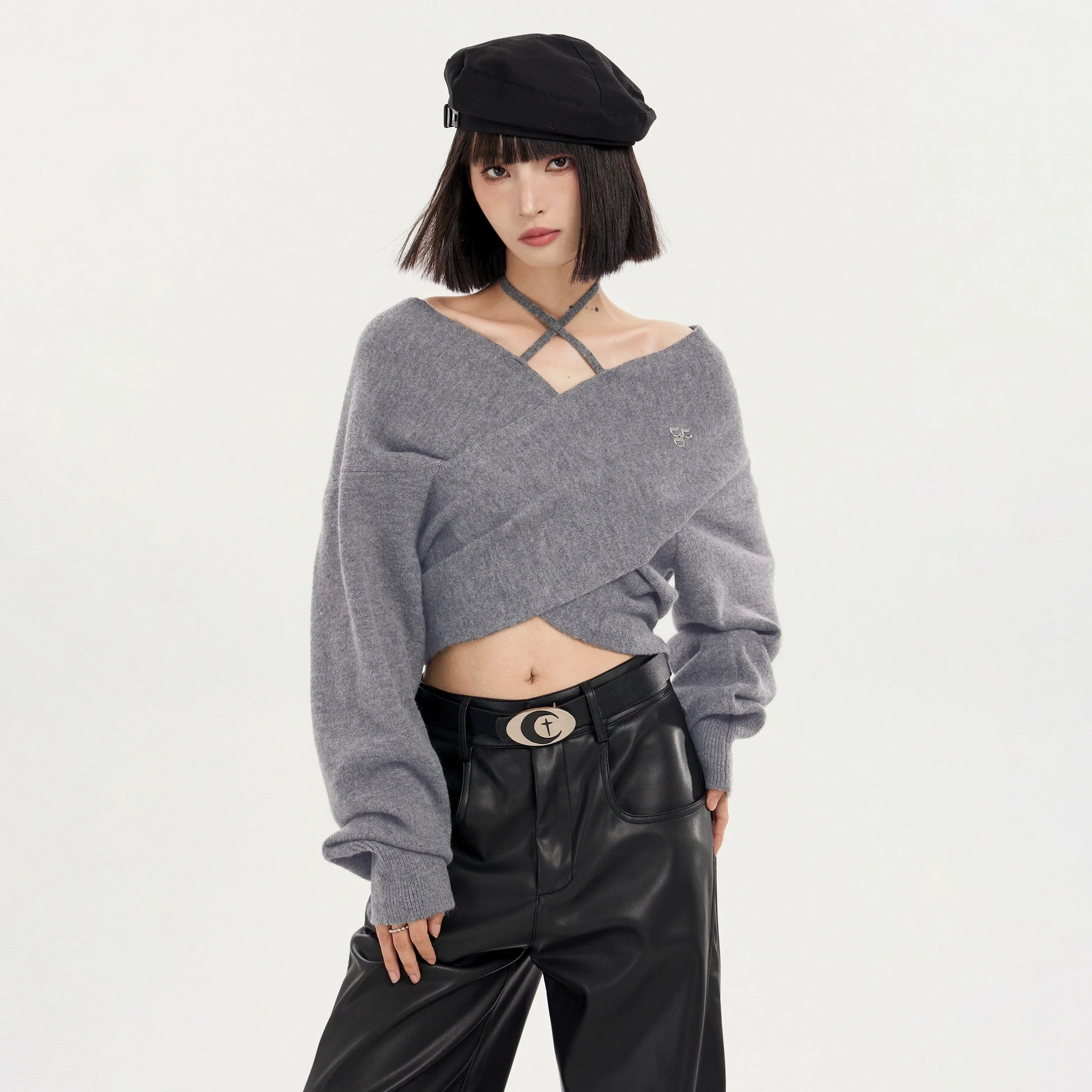 Stickad Dam Tröja Off-Shoulder Figur-Hugging Akryl 6