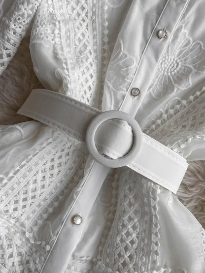 Dam Miniklänning Blommönster Spetsdetaljer Polyester A-Linjeformad-4