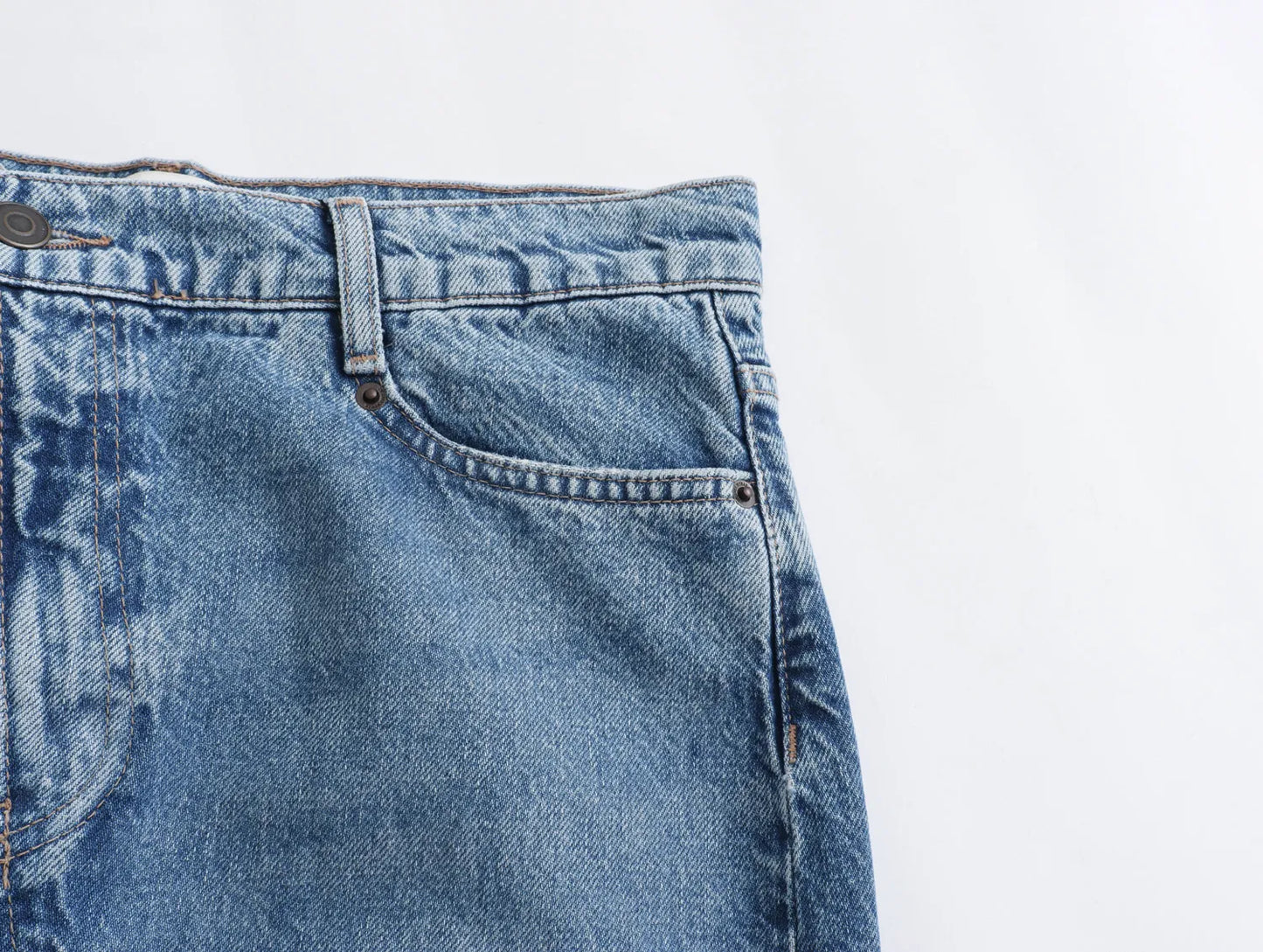 Kvinnors Midi-Rock Klassisk Polyester Denimliknande 4