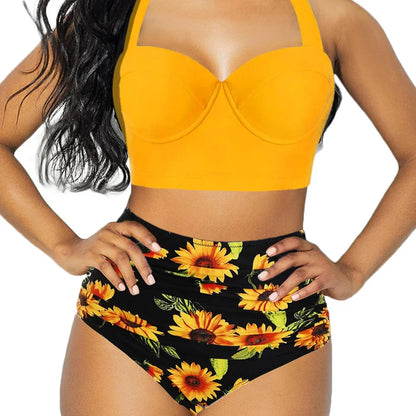 Dam Blommönstrade Shorts Hög Midja Polyester-2