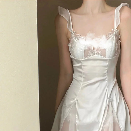 Kvinnors Nattklänning Spaghettiband Polyester Lårlång-1