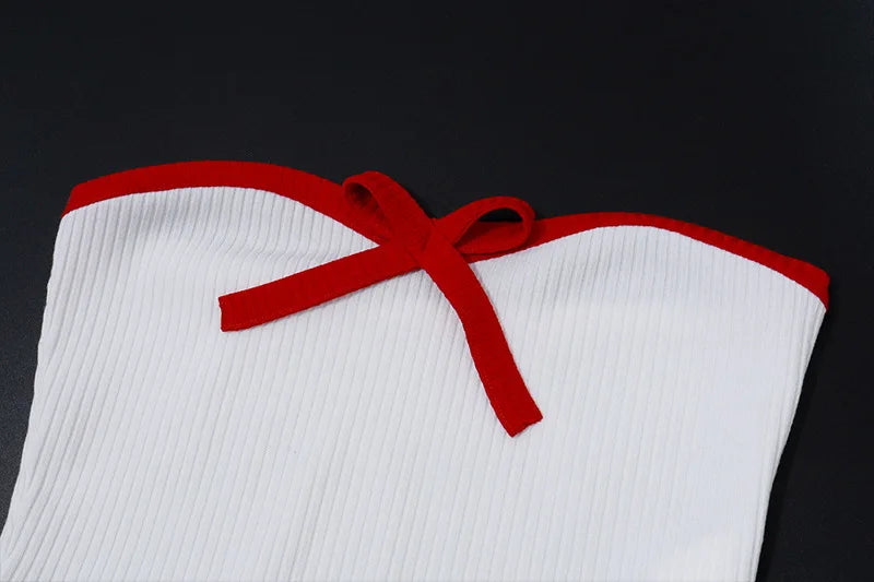 Dam Crop Top Dekorativt Band Polyester Spandex 6