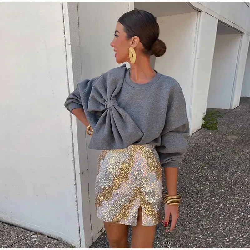 Variant image for Stickad Dam Tröja med Band Detaljer i Hög Kvalitet-1