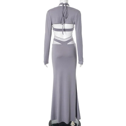 Maxiklänning Dam med Attraktiv Bakre Design i Polyester och Spandex-5