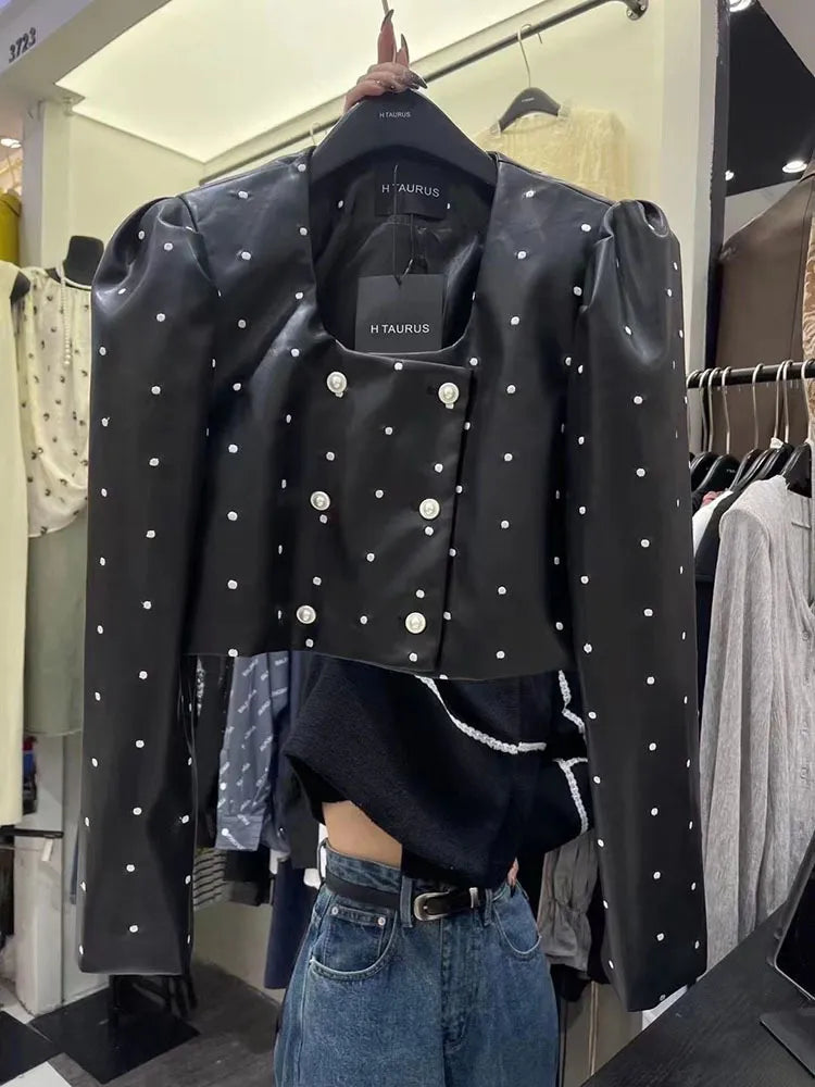 Vit Blus Dam Långärmad Polyester med DUP-mönster-1