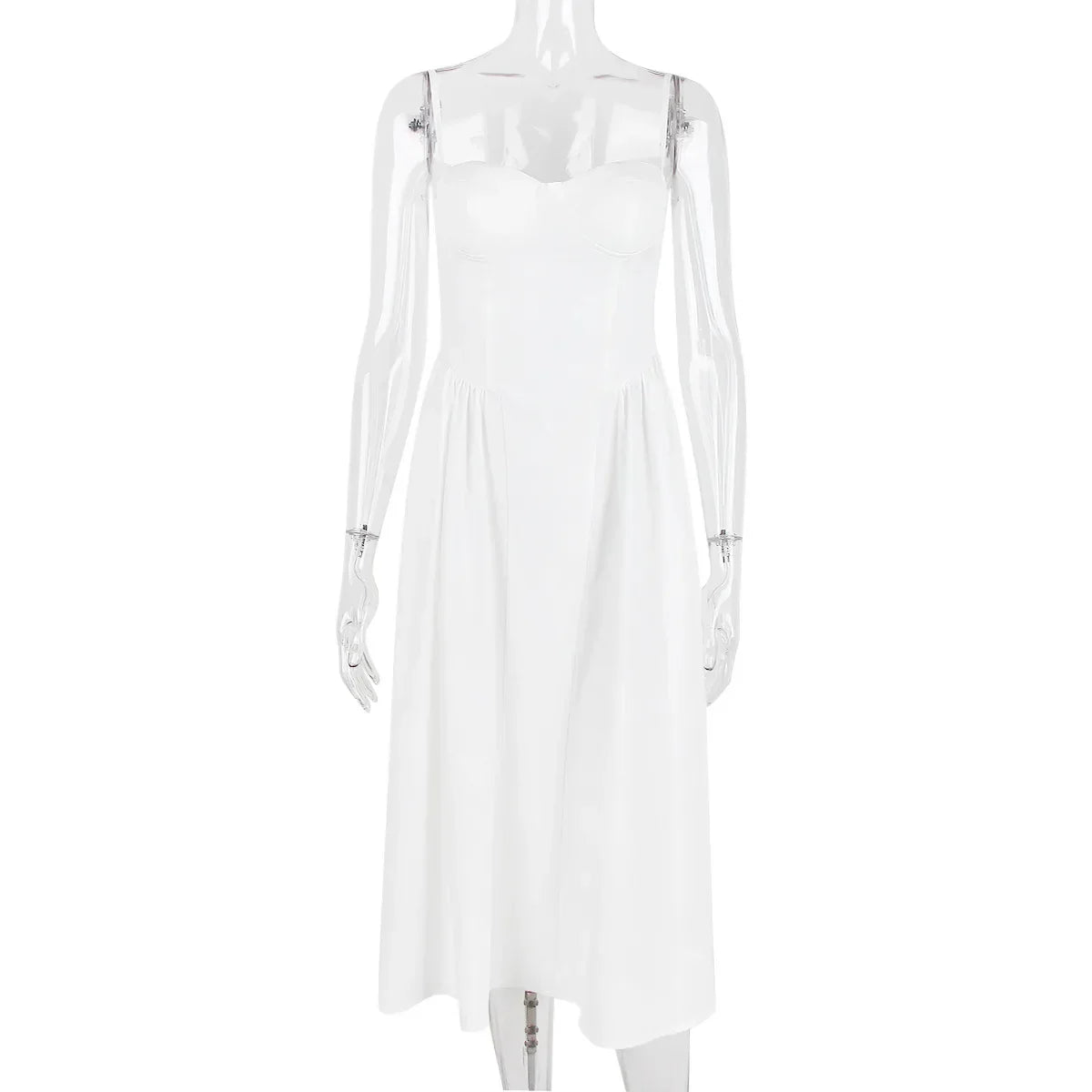 Kvinnors Midi Klänning Fyrkantig Halsringning Polyester Spandex-3