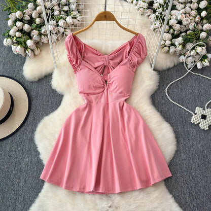 Dam Strandklänning A-linjeformad V-ringad Bomull 5