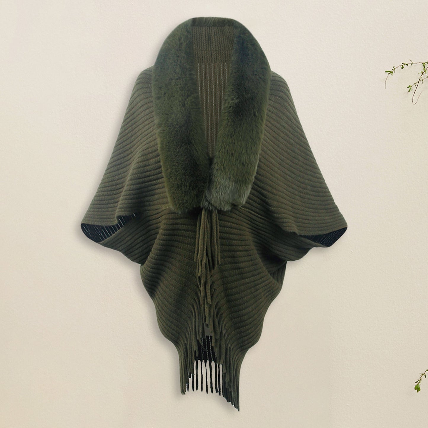 Lång Kofta Dam Ribbad Design Polyester-4