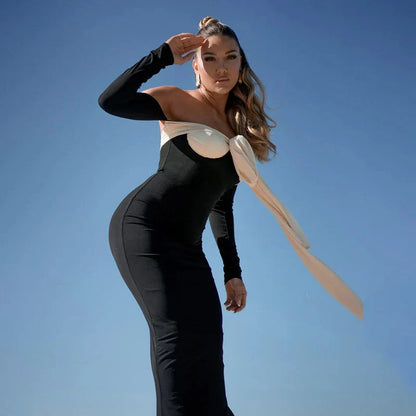 Dam Maxiklänning Patchwork Design Polyester och Bomull-3