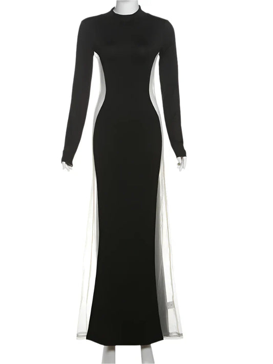 Dam Maxiklänning O-hals Transparent Detaljer Polyester-1