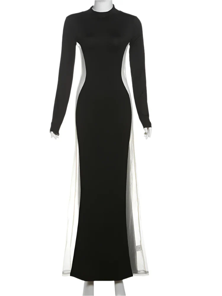 Variant image for Dam Maxiklänning O-hals Transparent Detaljer Polyester-1