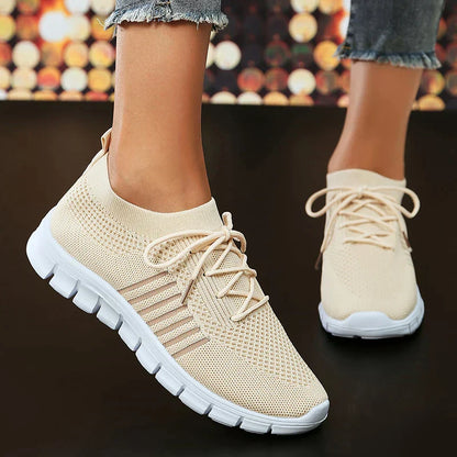 Dam Sneakers Andningsbara Mesh Komfort Ortopedisk Sula-5