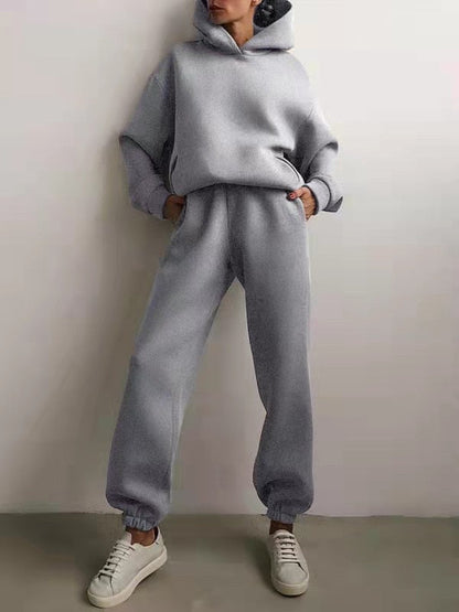 Variant image for Kvinnors Hoodie och Svettbyxor Set Mjuk Polyester Avslappnad Passform-7