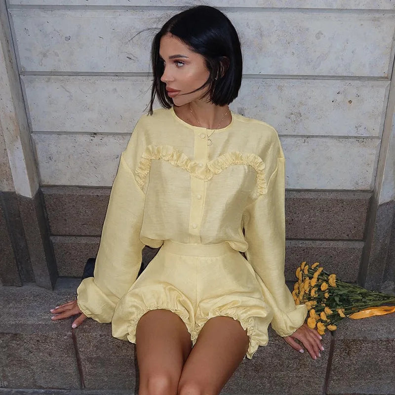 Dam Shorts Lätt Stretch Polyester Löst Snitt-3