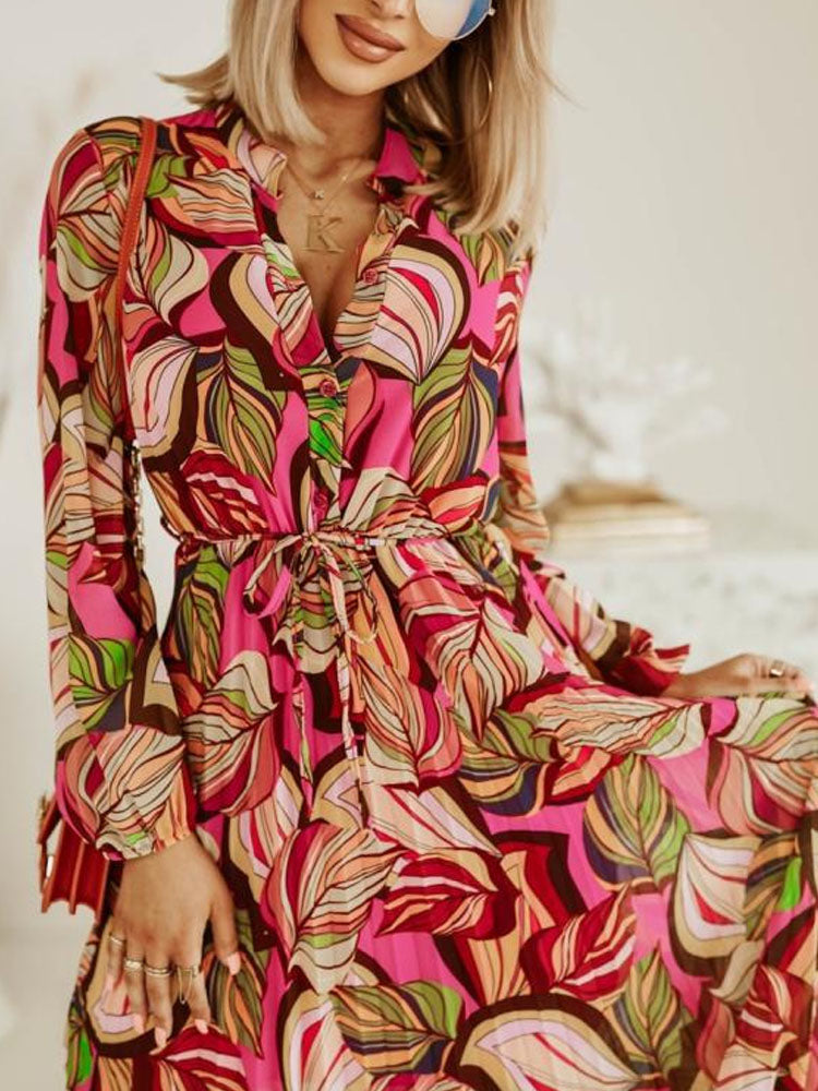 Dam Midi Klänning Veckad Polyester och Bomull - Fina Dam Klänningar för Alla Tillfällen-5