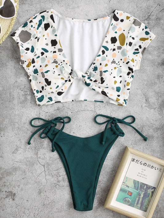 Dam T-shirt Normal Passform Ribbad 100% Bomull-1