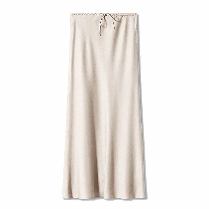 Maxikjol Lång A-linje i Satin med Hög Midja – Elegant och Bekväm Damkjol för Alla Tillfällen 8