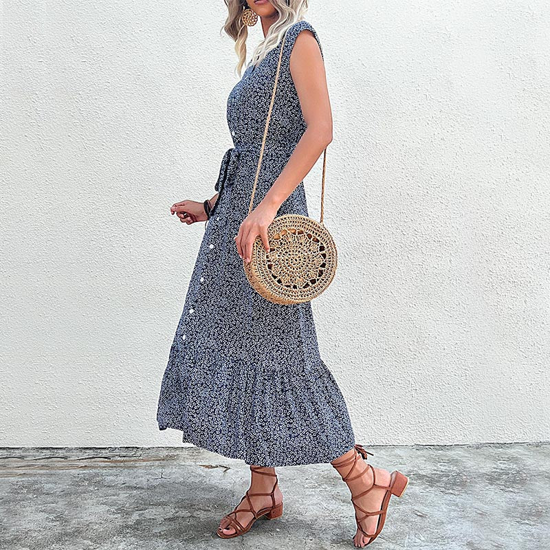 Dam Midiklänning med Volangdetalj i Polyester-2